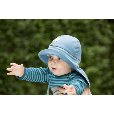 Pickapooh Feuerwehr Strick "jeans/ blau-bleu UV60" Sonnenmütze