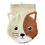 Waschhandschuh "Katze beige-braun groß -...