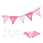 Buchstabenwimpelkette "rosa, mit 10 Wimpeln" -...