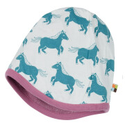 Wendemütze "Melangestrick grape/Pferde...