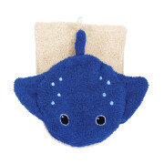 Waschhandschuh "Rochen blau groß -...