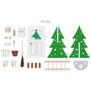 Wichteltür mit Accessoires, insg. 22 teilig, Holz