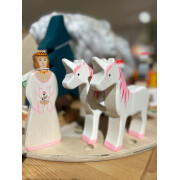 Holzfigur "Einhorn mit rosa Mähne",...