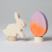 Steckfiguren Osterset BATIK orange: Ei + weißer Hase