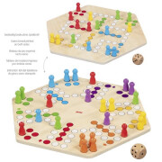 Ludo für bis zu 6 Spieler, 6-eckig,Holzspiel