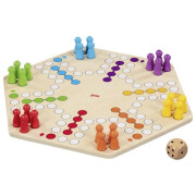 Ludo für bis zu 6 Spieler, 6-eckig,Holzspiel