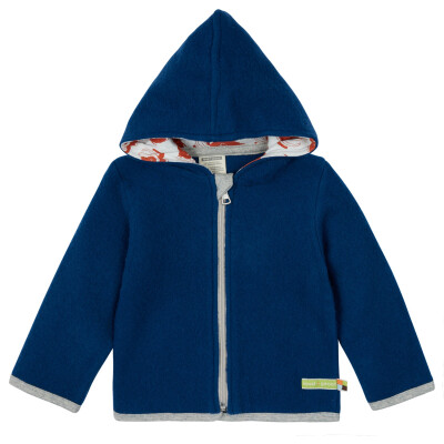 Jacke "Wollfleece Ultramarine", Kapuze, Wolle (kbT), Kapuzenfutter: Baumwolle (kbA)