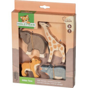 Wilde Tiere-Set, 4 Holztiger Holzfiguren