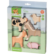 Bauernhoftiere-Set, 5 Holztiger Holzfiguren