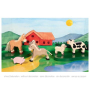 Bauernhoftiere-Set, 5 Holztiger Holzfiguren