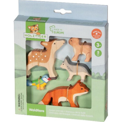 Waldtiere-Set, 5 Holztiger Holzfiguren