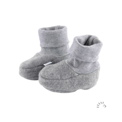 Baumwollfleece-Baby-Schuh "grau - meliert mit hohen Schaft"