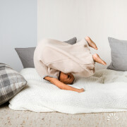 SommerSchlafSack"beige +24°C Musselin-Pinguin - mit Füßen"+ Umschlägen, Größe