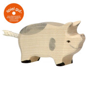 Holzfigur kleines geflecktes Schwein "Ferkel",...