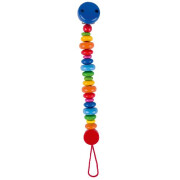 Schnullerkette "bunte Holzlinsen mit blauem Knauf"