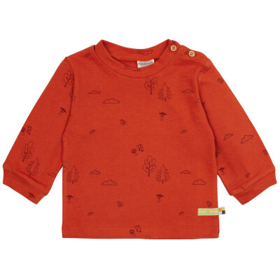 Shirt "Pilze und Blätter auf terracotta", "100%" Baumwolle (kbA)