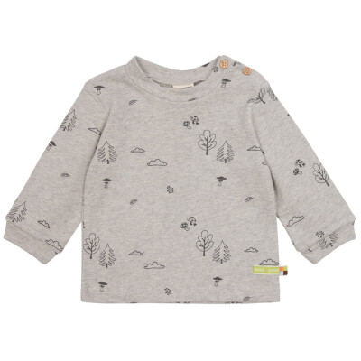 Shirt "Pilze und Blätter auf grau", "100%" Baumwolle (kbA)