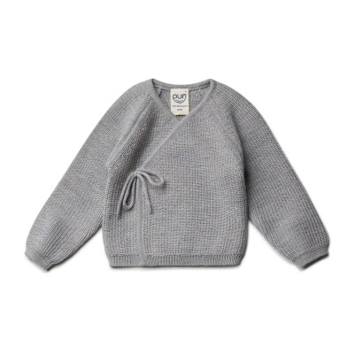 Wickelpulli "Puri-Bindepulli grau", PerlfangStrick, 100% Wolle