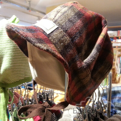 Mütze°° "Karo-Moritz", Schurwolle, Futter: Baumwolle (kbA), rot/grau kariert, Größe 48