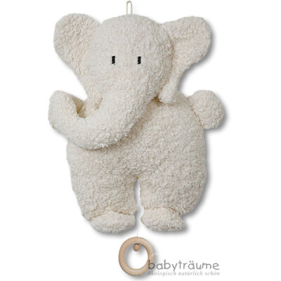Spieluhr "Efie-Elli Elefant" mit "Brahms Wiegenlied", mit Holzring, 100% Baumwolle (kbA), Füllung: 100% Wolle