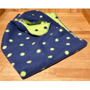 Decke Punkte "blau/grün", 100% Baumwolle (kbA), 75x100cm², mit Häkelrand - nicht feucht ausschlagen!