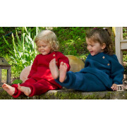 Hose mit Nabelbund, Fleece, 100% Schurwolle, rot, Größe 62/68, - mit breitem Taillienbündchen -