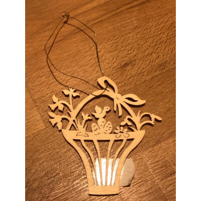 1 Osterkörbchen, gelasert, ca. 7,5 cm, - Osterstrauchschmuck -