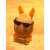 Eier-Oster-Hase dunkles Holz + gelbe Ohren, - Osterschmuck - ca. 4cm hoch