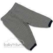 Hose°°, gestrickt, 100% Baumwolle (kbA), marine/natur, Größe 74/80 - fein geringelt - Bündchen: marine