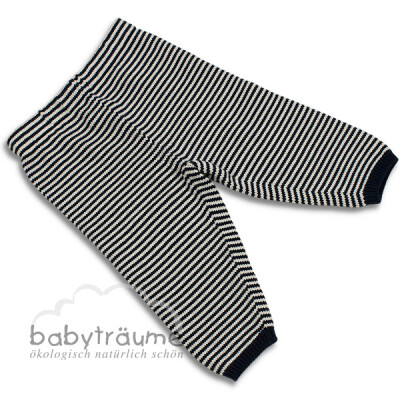 Hose°°, gestrickt, 100% Baumwolle (kbA), marine/natur, Größe 86/92 - fein geringelt - Bündchen: marine