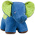 Elefant "Efie-Blue" in XL, außen 100%  Baumwolle (kbA), blau mit grün, zum Kuscheln + Reiten für leichte Reiter