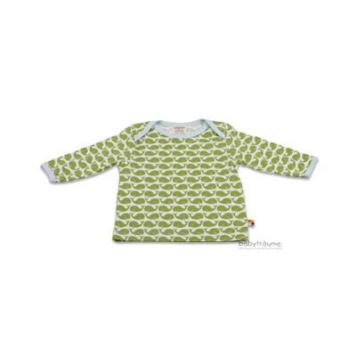 Shirt "grüner Wal", hellblau abgesetzt, 100% Baumwolle (kbA), Größe 74/80