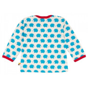 Shirt, Langarm, "Igel blau", 100% Baumwolle (kbA), Größe 74/80 blaue Igel, rot abgesetzt