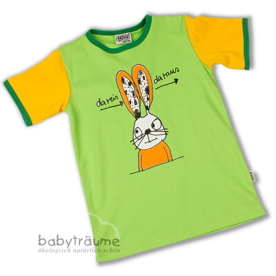da rein - da raus - T-Shirt Hase für Kleinkinder + Kinder - apfel/gelb/grün, Größe 110/116, 100% Baumwolle (kbA)